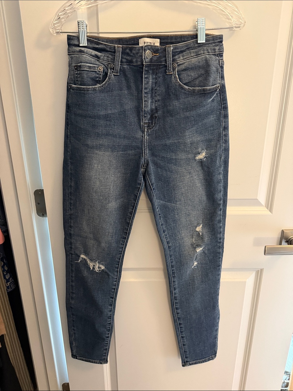 pistola Dark Blue Distressed Aline High-Rise Skinny Jeans